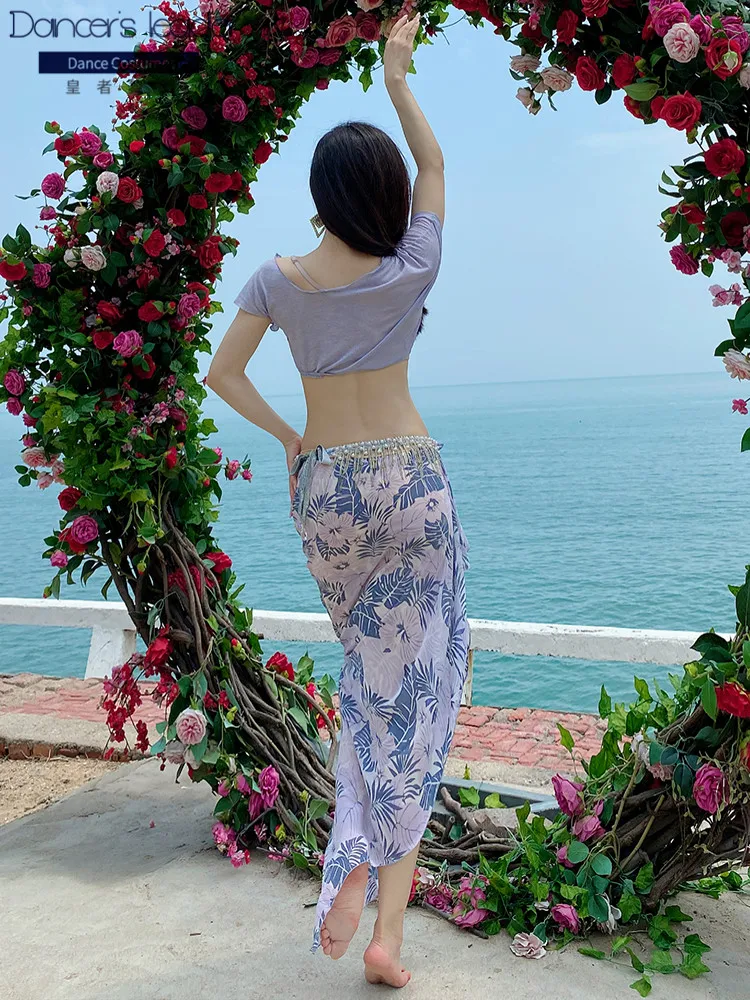 

Belly Dance Costume Summer 2020 New Top + Chiffon Printed Skirt Oriental Dance Beginners Practice Suit