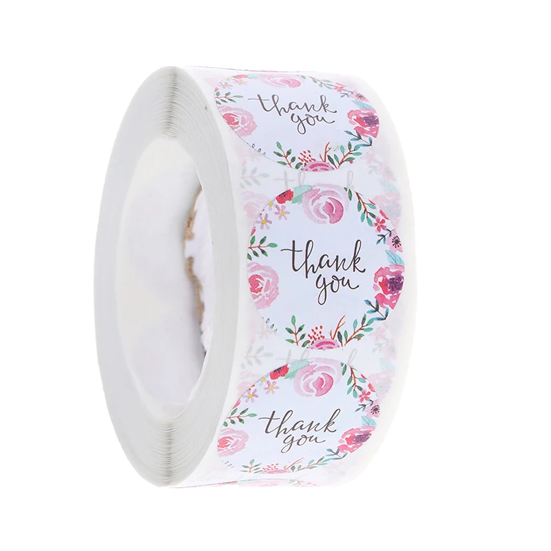 

500pcs/roll Thank You Stickers Seal Labels Scrapbook Handmade Sticker Circle Stationery Food Hand Made Deco for Envelope Gift