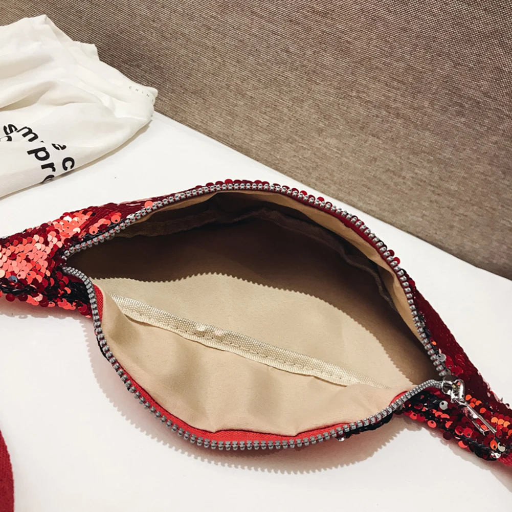 

New Trend Korean Children Girl Capital Letter Sequins Bum Bag Fanny Pack Crossbody Shoulder Bag Zipper Bum Bag Sequins Decor Bag