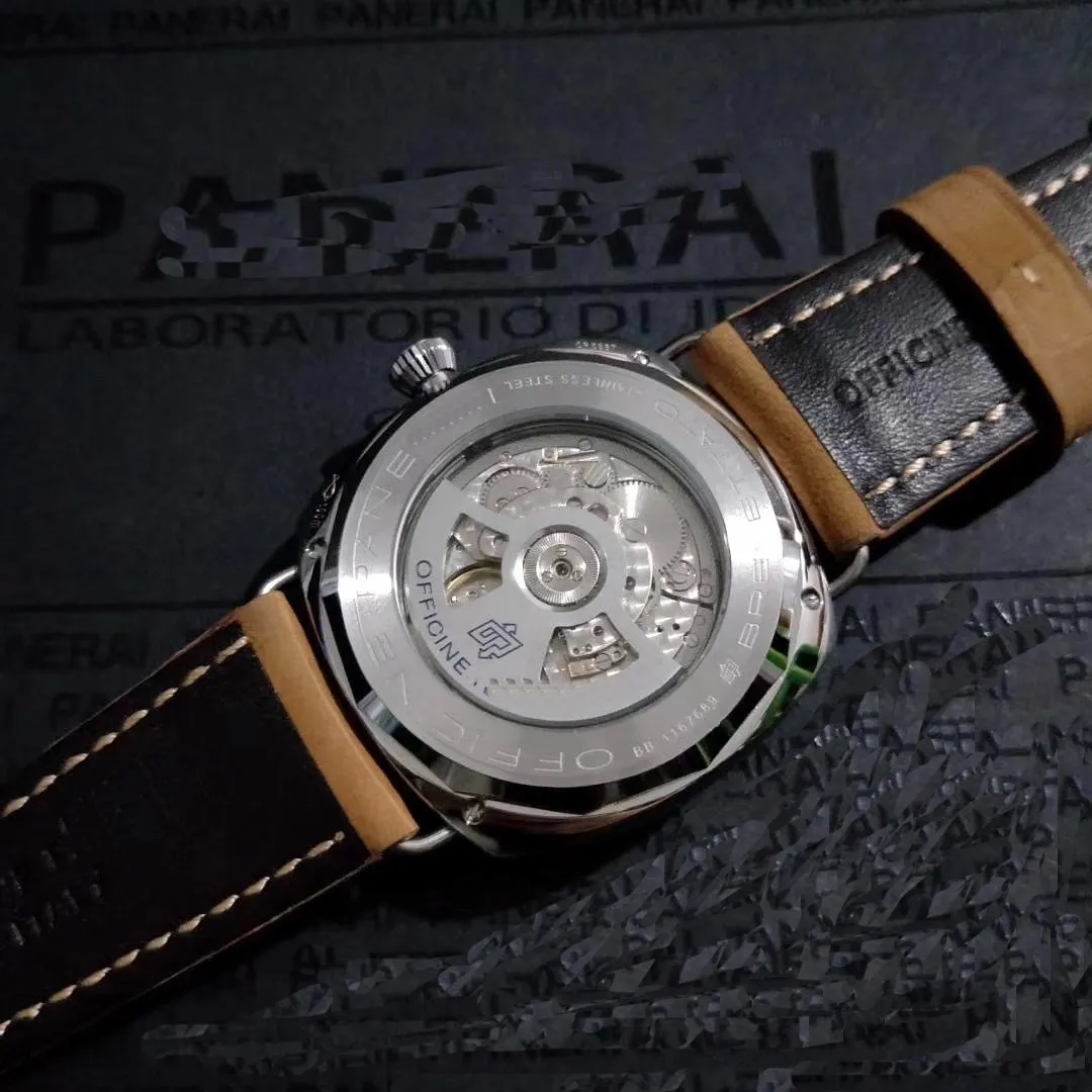 

Classic New Men Automatic Mechanical Hand Wind Sappire Glass Back 3 Days Stainless Steel Brown Leather Luminous Watch AAA+