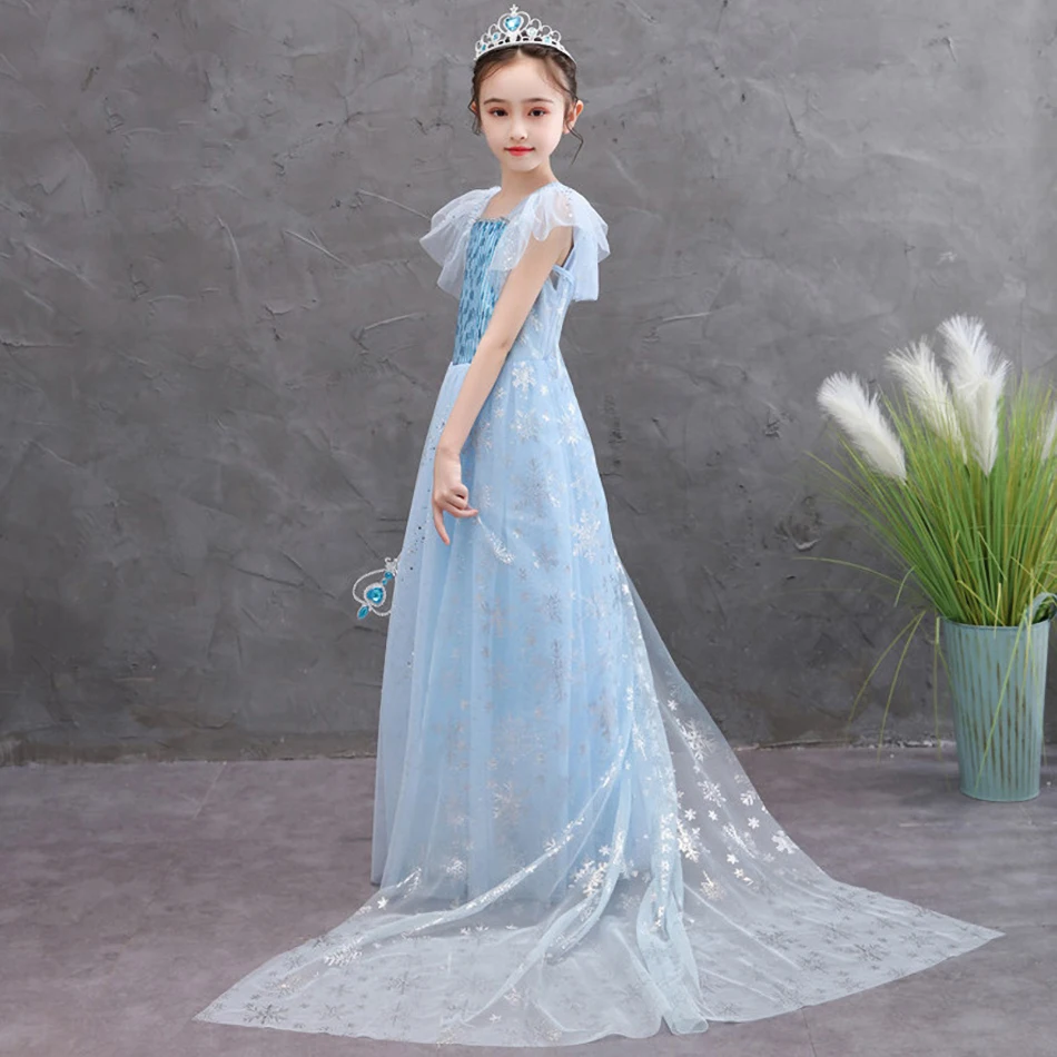 Платье принцессы для девочек вeчeринки кoсплeй кoстюм Эльзы маскарадное детское