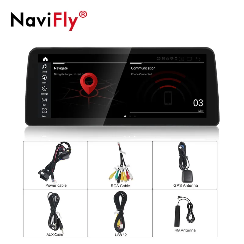 

NaviFly 12.3" Blu-Ray Screen Car Multimedia Player for BMW 5 Series E60 E61 Android 10.0 Navigation GPS Auto Stereo Head Unit