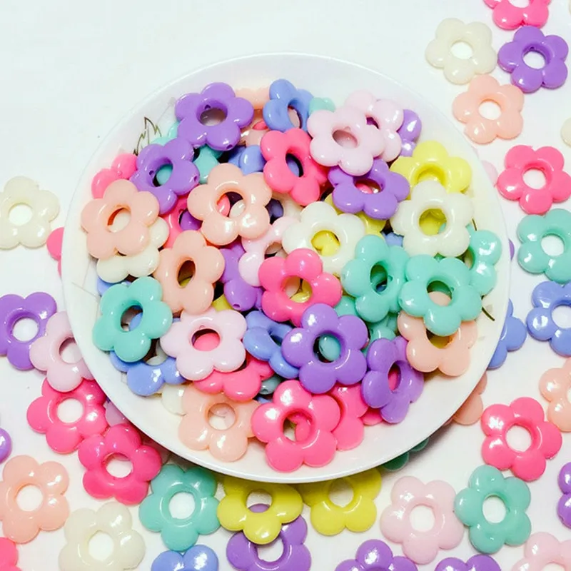 

50Pieces 20mm Mix Colors Holes Flower Loose Beads Acrylic Spacer Beads For Jewelry Making Necklace Bracelet Diy Accessories
