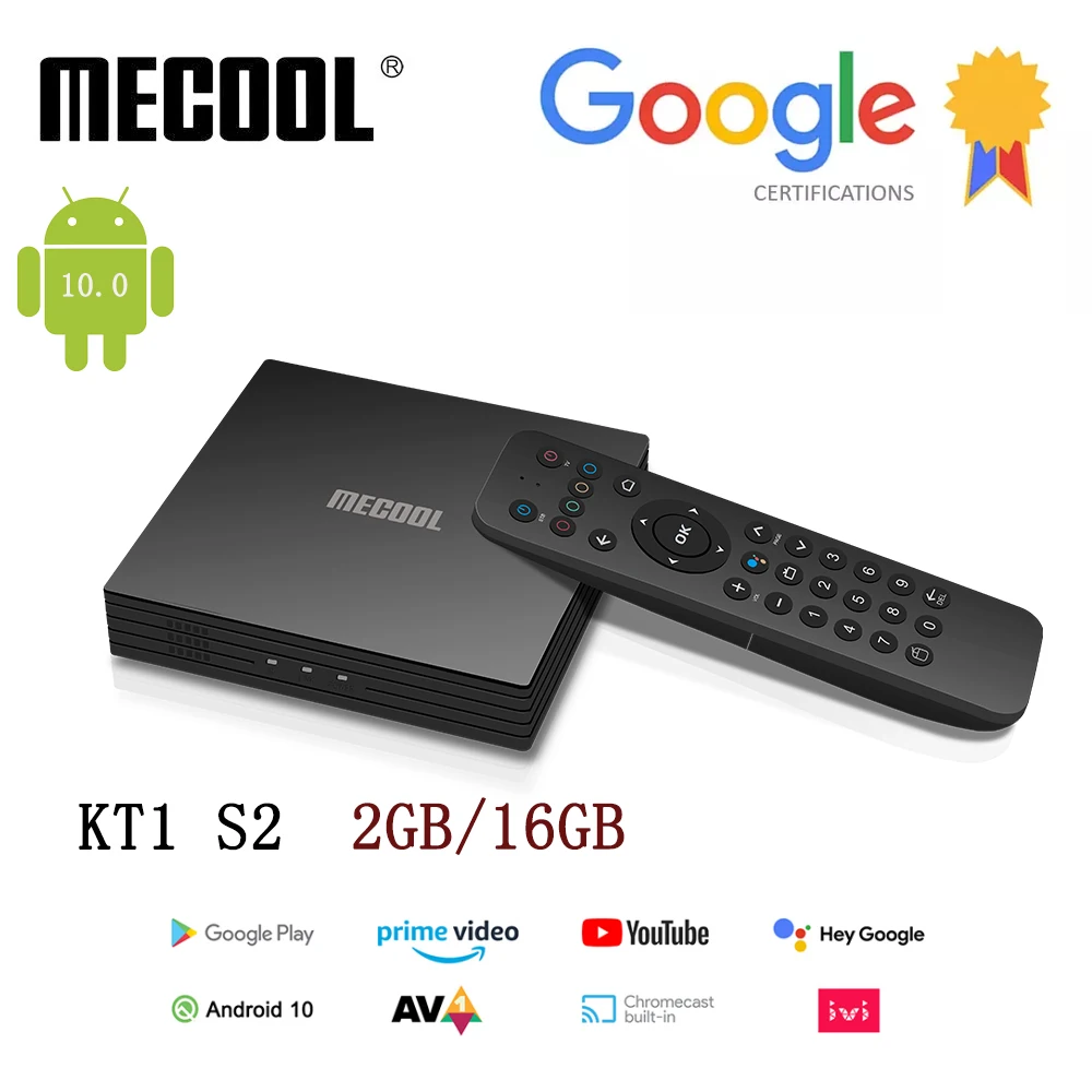 Mecool KT1 S2 Google Сертифицированный ТВ Box Android 10 DVB T/T2 Amlogic S905X4 B V1 4K 2T2R двойной WI FI BT Media Player