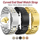 Ремешок изогнутый из нержавеющей стали для наручных часов, браслет для Samsung Galaxy Watch 3 46 42 Gear S3 Huawei Amazfit Bip, 18 20 22 24 мм