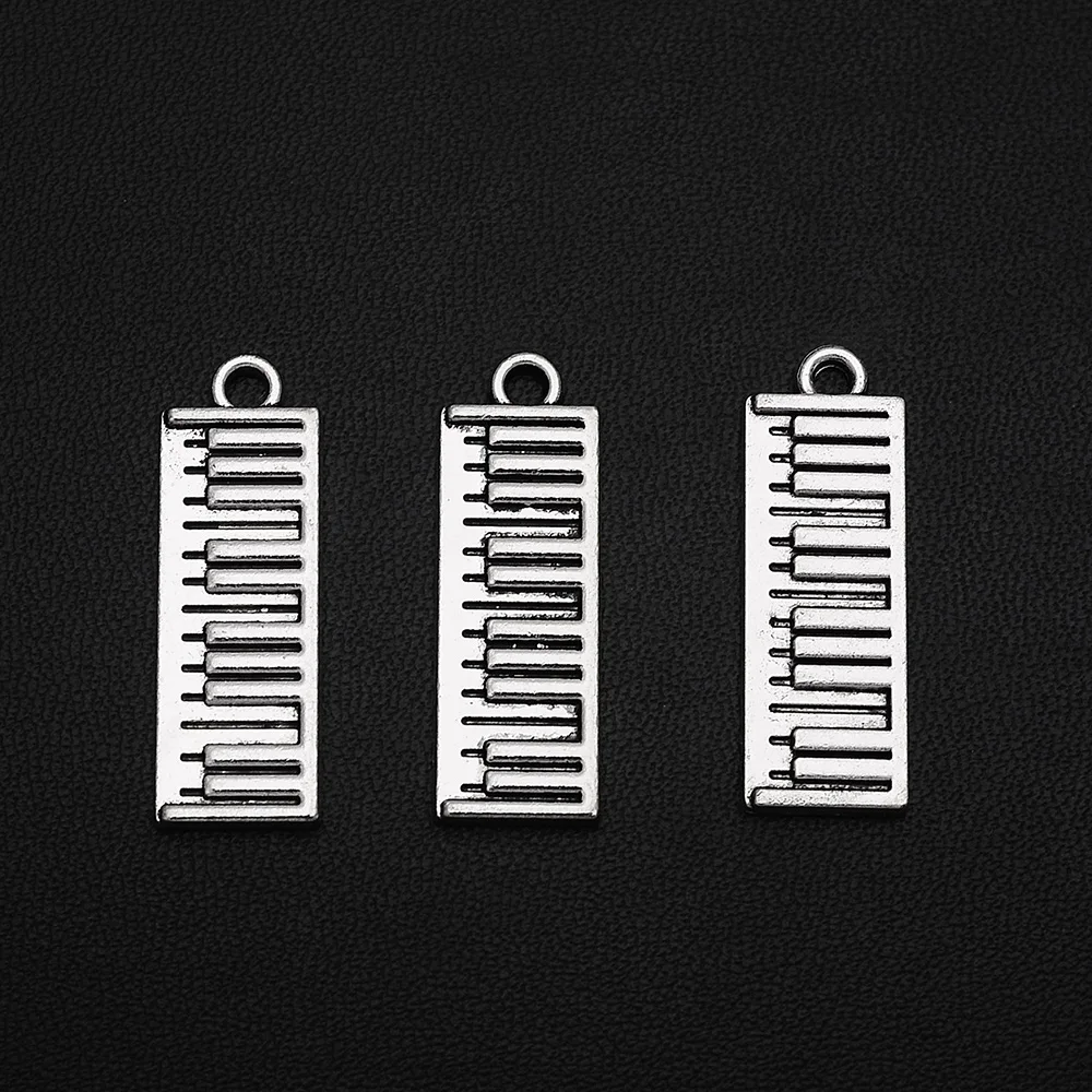 

5pcs/Lots 10x30mm Antique Silver Plated Musical Instrument Charms Electronic Piano Pendants For Diy Fashion Jewellery Finding
