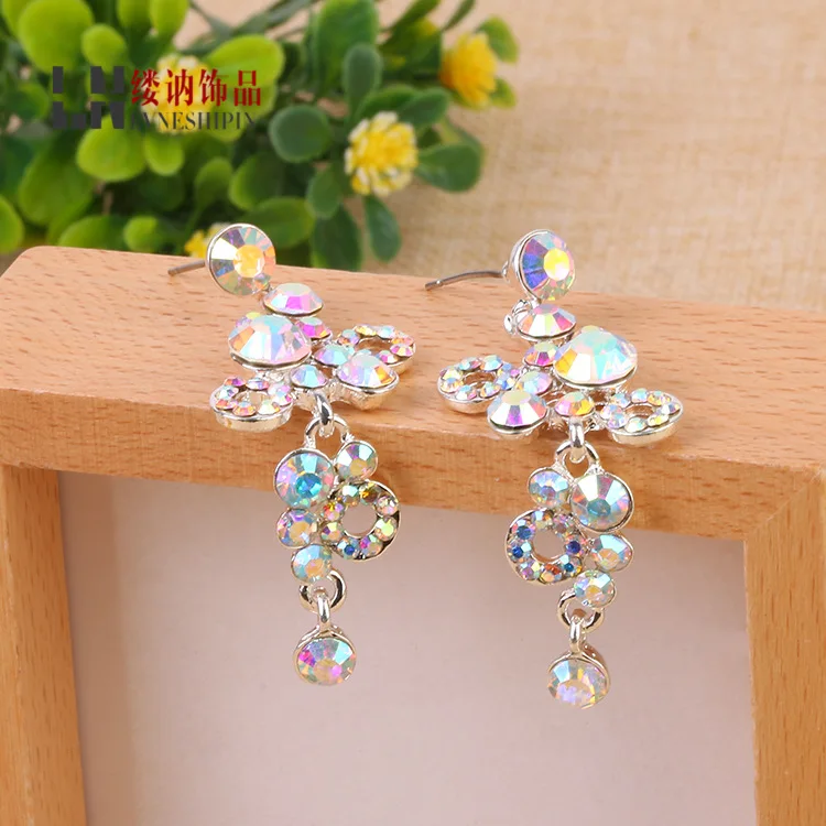 

big Sale Earings Brincos Beautiful Bride Korean Crystal Tassel Earrings Jewelry Trade Goods Manufacturers Wholesale