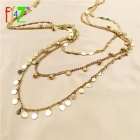 f j4z 2021 womens necklace trendy 3layers coins charms geometric long collar necklace lady special gifts jewelry dropship