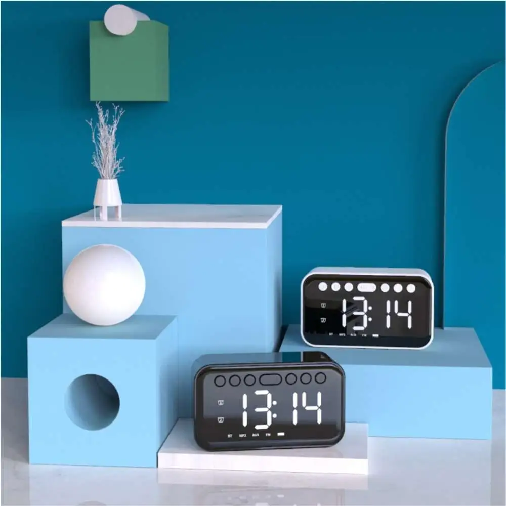

Bluetooth speaker music clock Phone stand Alarm clocke speaker table clock decorative digital clock with thermometer FM radio