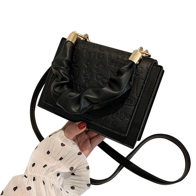 

Daily Chain Handbag Fashion Solid Color PU Leather Shoulder Bags for Women 2021 Casual Square Messenger Crossbody Bags Totes