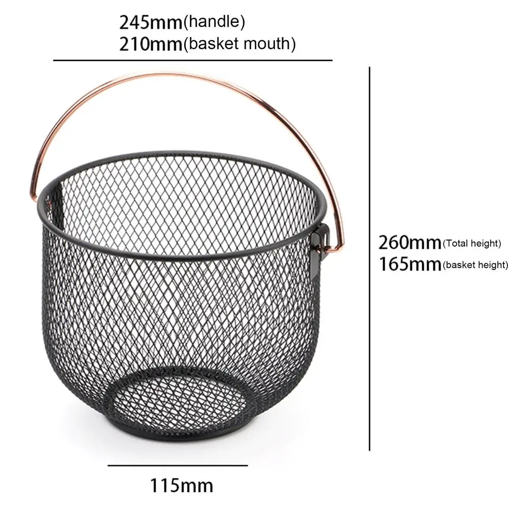 

Stainless Steel Fruit Basket Thickened Iron Handles Hollow Grid Desktop Storage Container Kitchen DIY Fruit Organizer Baskets