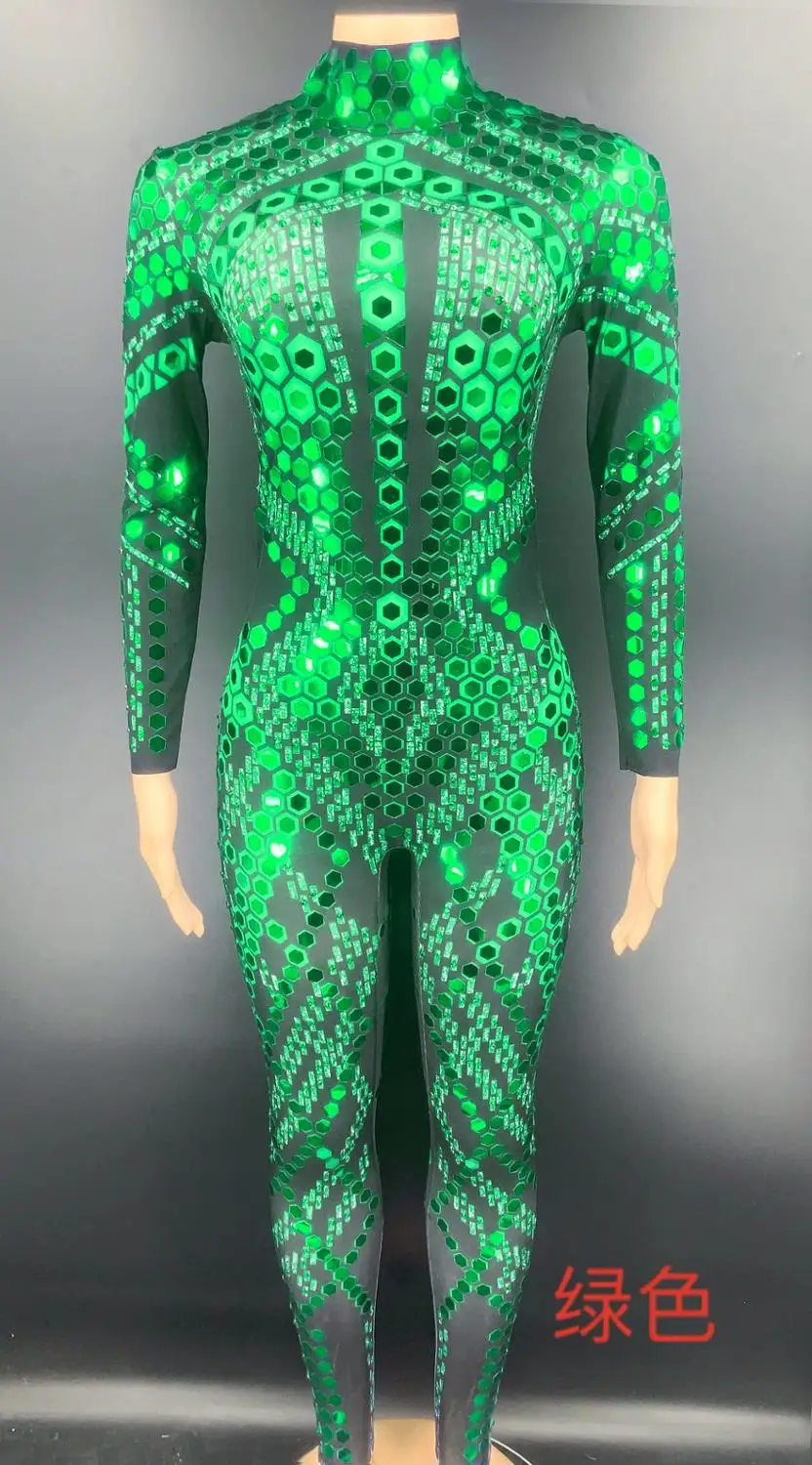 Women Stretch Crystals Jumpsuit Sexy Print Rhinestone Tassel Bodysuits Nightclub Pole Dance Costumes Jazz Singer Stage Outfits