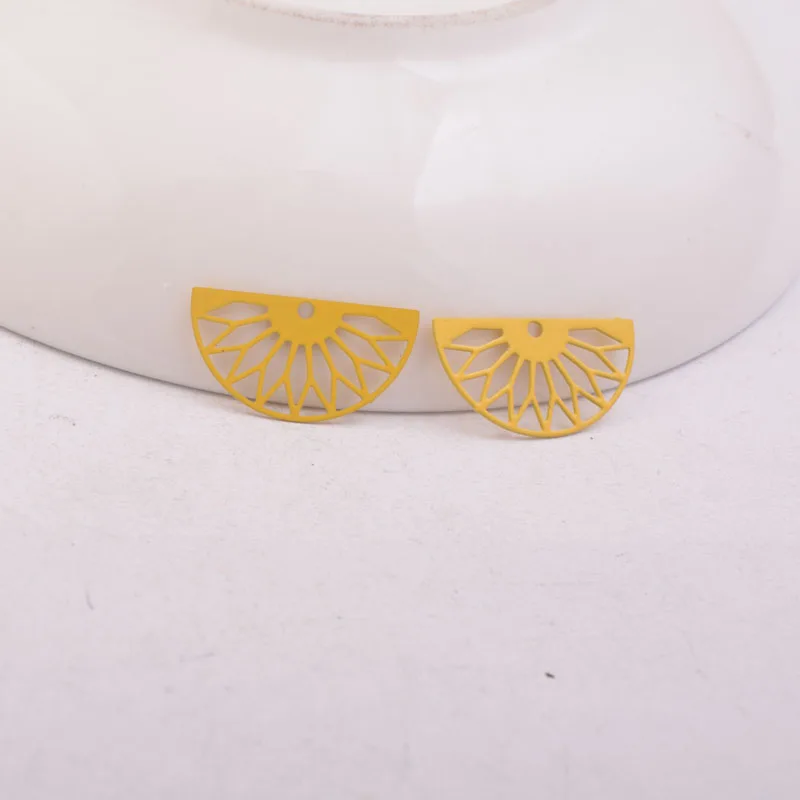 Deep Yellow 100 шт AC10547 10*19 мм латунные украшения с перьями матовый красный зеленый фиолетовый кулон ювелирные изделия филигранные серьги фурнитура - Окраска металла: Deep Yellow