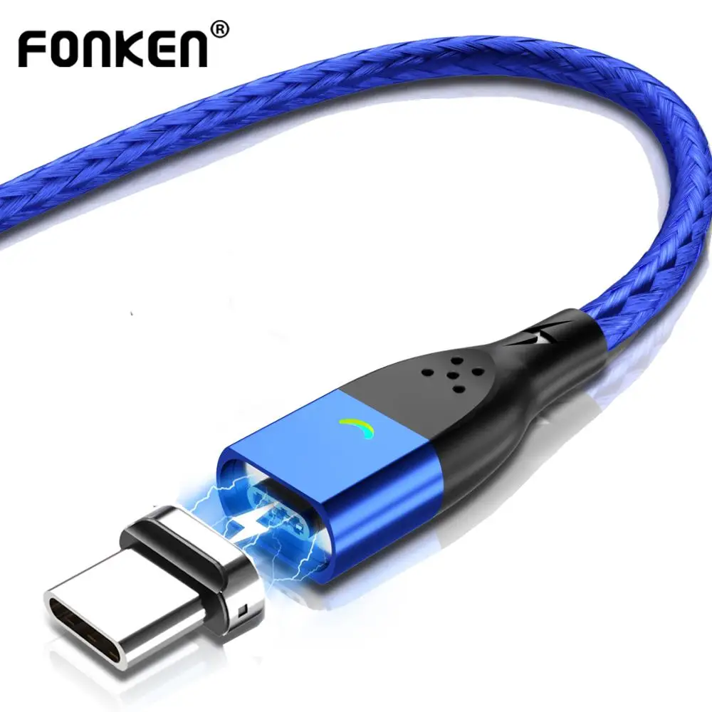 Магнитный зарядный кабель FONKEN USB Type C быстрая зарядка на магните шнур для Xiaomi Huawei