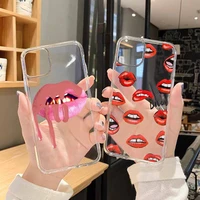 sexy girl kylie jenner lips kiss phone case transparent for iphone 6 7 8 11 12 s mini pro x xs xr max plus se cover funda