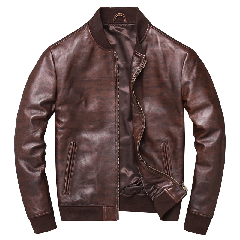 

New Genuine 2020 Men's Men military leather jackets Sheepskin lining jacket cow leather jacket