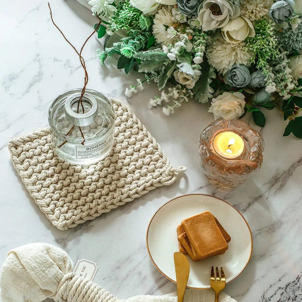 

Bohemian hand-woven coasters non-slip padded placemats western placemats picnic placemats home and daily use kitchen accessorie