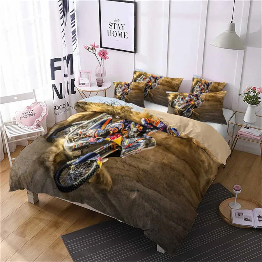 HELENGILI 3D Постельное белье с принтом &quotмотоцикл&quot постельное Bedcloth Наволочка на