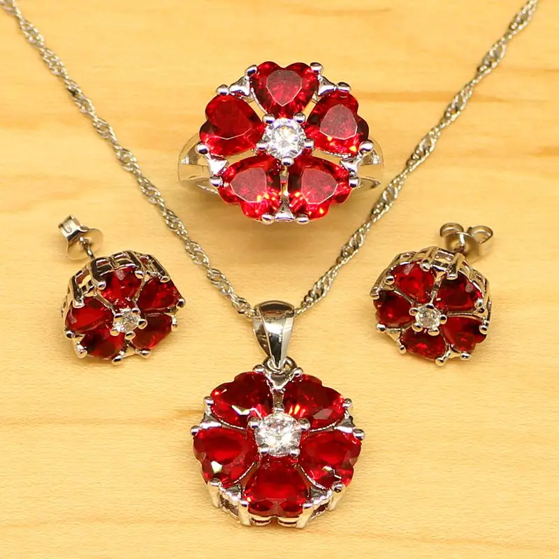 Набор ювелирных изделий из белого кубического циркония в форме сердца Красного