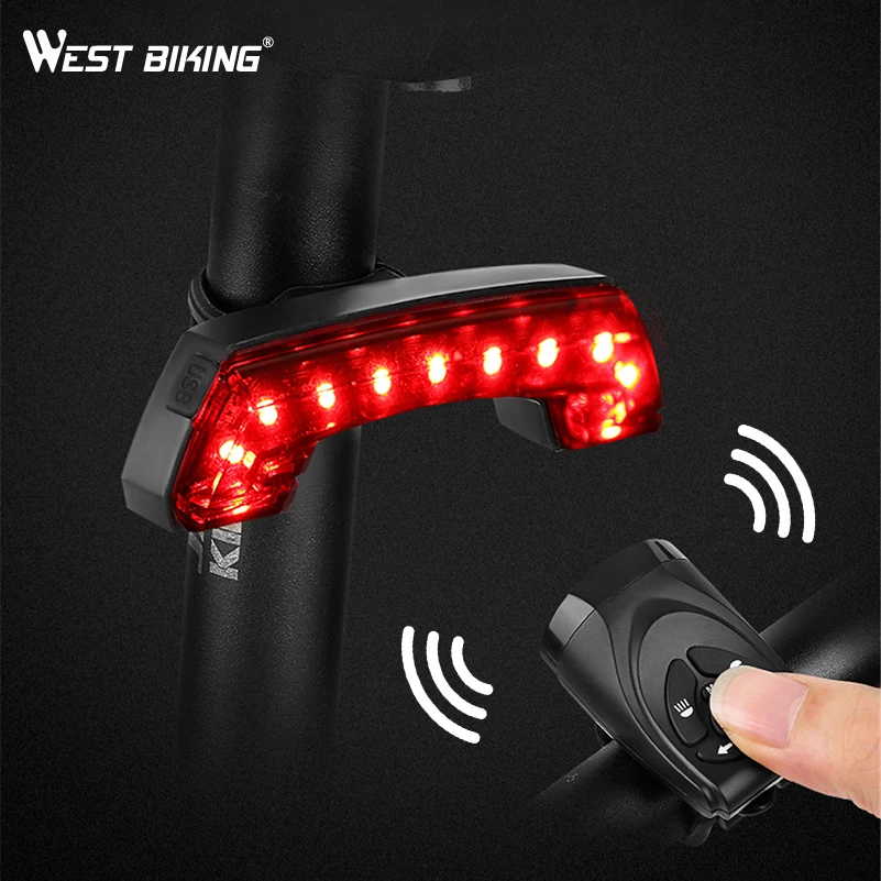 

WEST BIKING bicycle tail light wireless remote control turn signal warning riding tail light smart horn mountain bike light