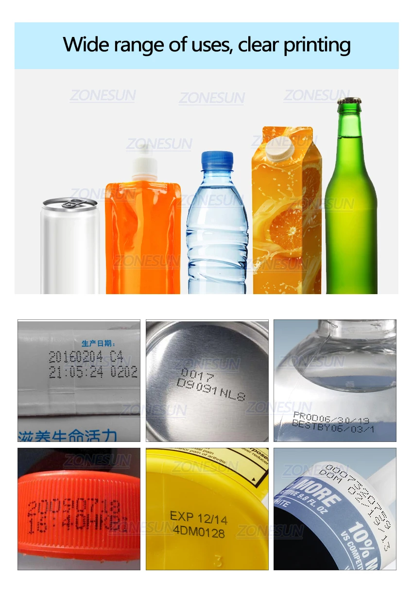 ZONESUN Automatic Ink Pad Printing Machine Electric Production Date Coding Machine Plastic Milk Carton Bottle Glass Pad Printer