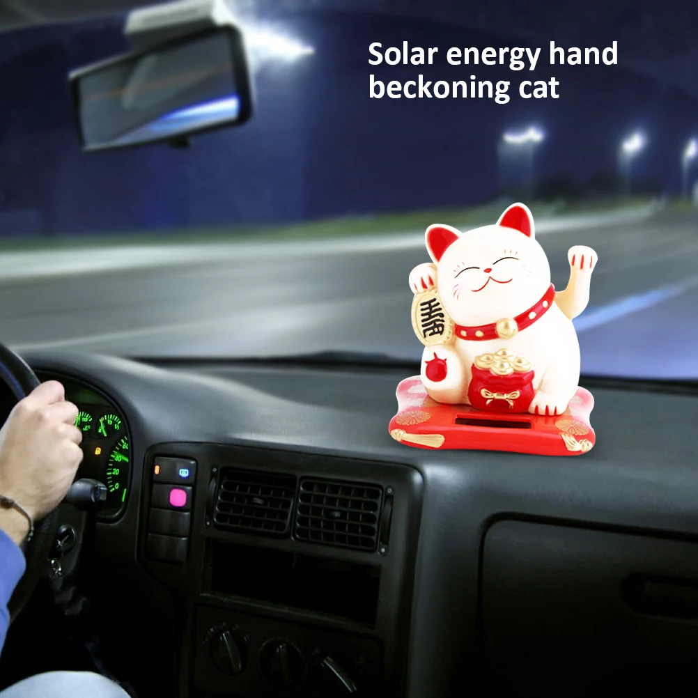 Удача везучий богатство приветственная кошка Милая на солнечной батарее с