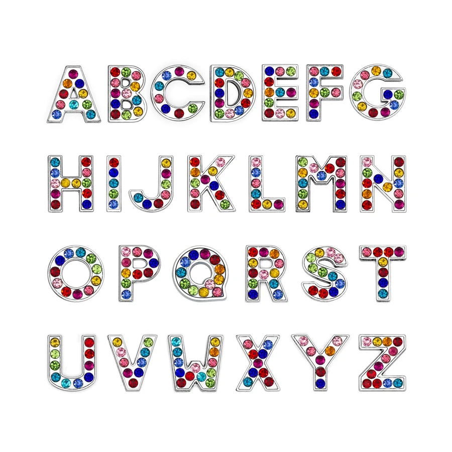1 шт. A-Z 8 мм Красочные Стразы слайд очаровательными буковками которые вы получите
