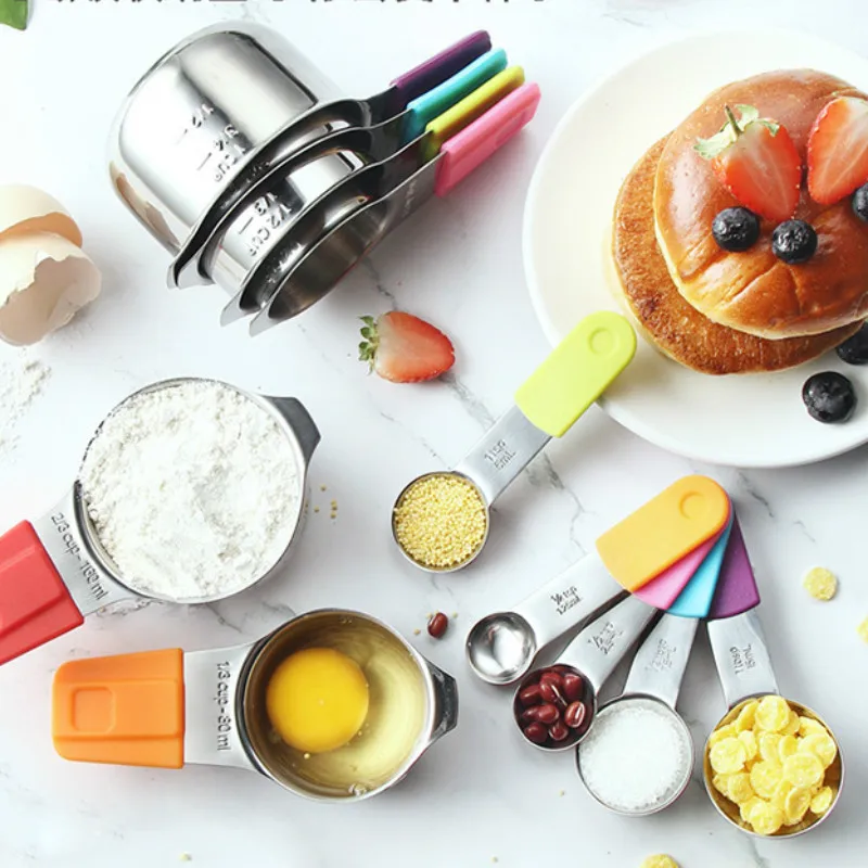 304 нержавеющая сталь силикон магнитная мерная ложка четыре/семь комплектов