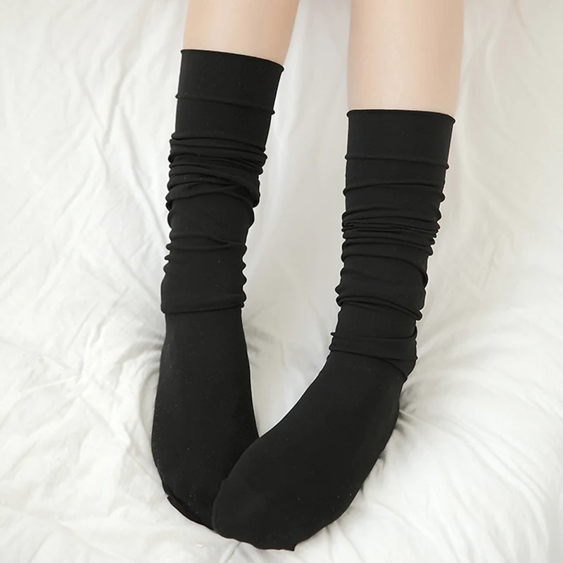 

1Pair Mini Women Girls Fashion School Student SocksSpring Summer Opaque Over Knee Thigh High Elastic Sexy Stockings black/white
