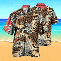 fashion fierce tiger 3d printed hawaiian shirt mens 3d shirt leisure beach 3d printed street hip hop harajuku shirt