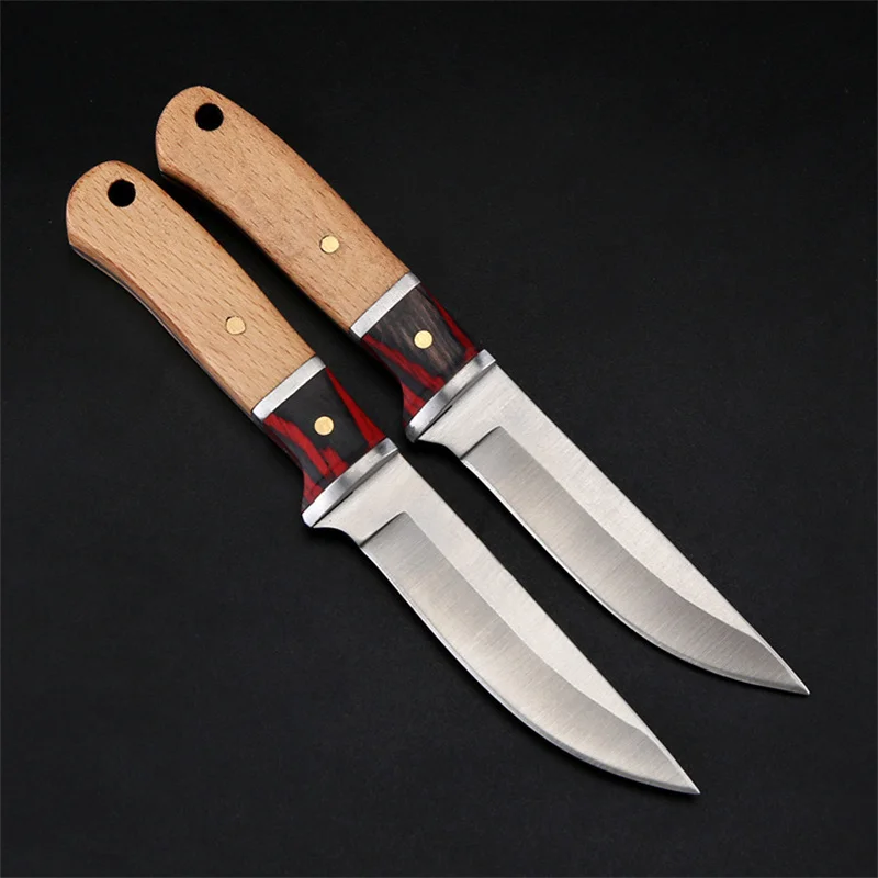 Barbecue Knife Wooden Handle Hand Meat Grilled Lamb Outdoor Portable Roast Whole | Дом и сад