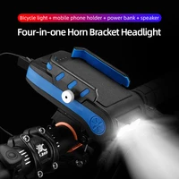 4 in 1 rechargeable mtb bicycle light flashlight for bike light bell horn bicycle 24004000 mah multifunctional bike accessories