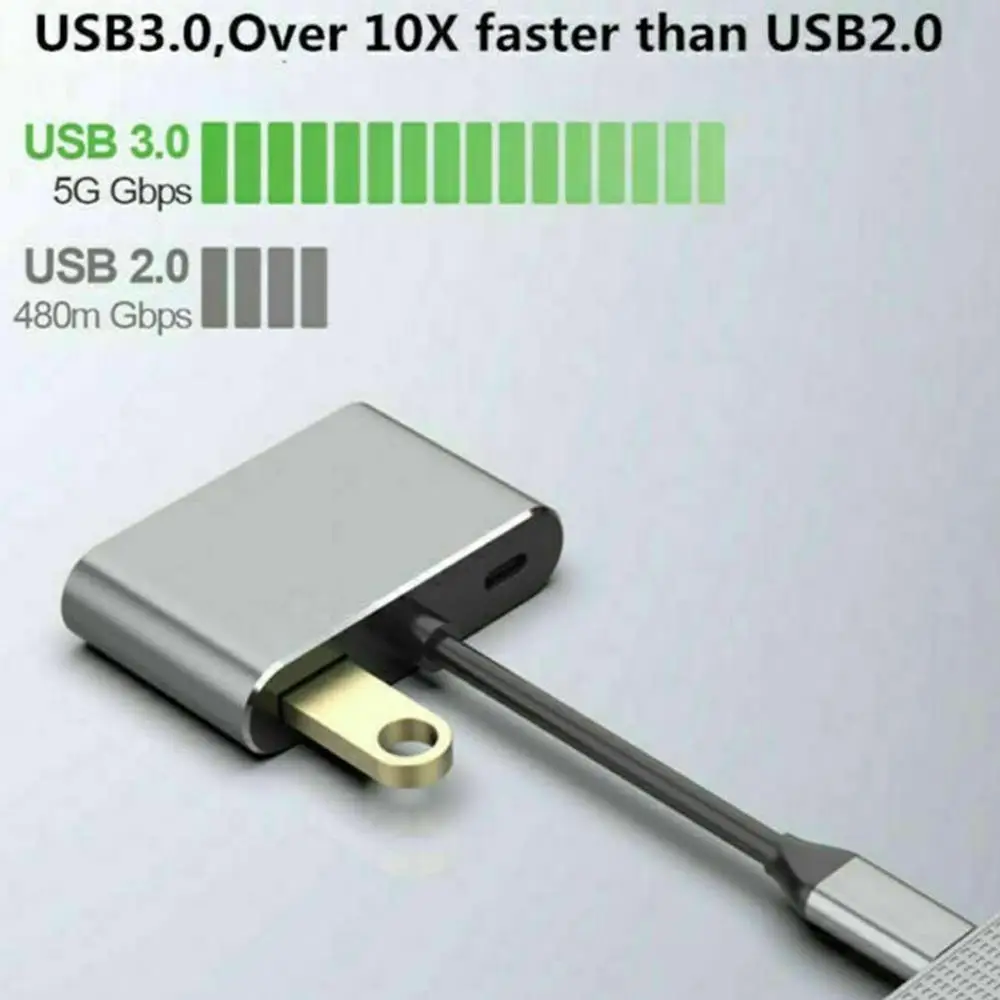 Адаптер концентратор с разъемами USB 3 0 и Type C на PD для зарядки VGA 4K HDMI переключатель