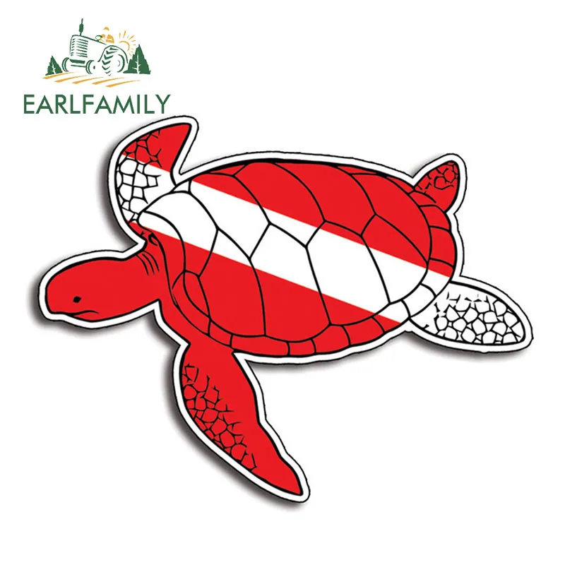 EARLFAMILY, 13 см x 10,2 см, для морской черепахи, подводное плавание, пуховая наклейка, дайвер, наклейка для ныряния, графическая, для автомобиля, грузовика, флаг, водонепроницаемая, автомобильная наклейка