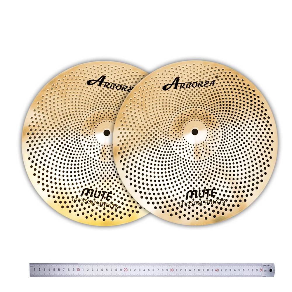 

Arborea Cymbal Mute Cymbal gold Low Volume Cymbal 2 pieces of 14'hihat drummers practice cymbal