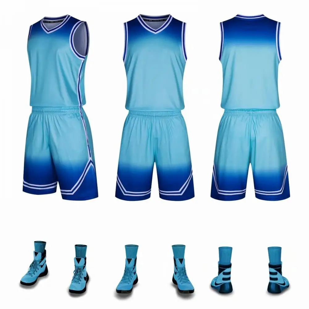 Men & Child Gradient Basketball Jersey + Short Sets , Youth Top College Basketball Training Uniforms Athlete Throwback Kits Suit