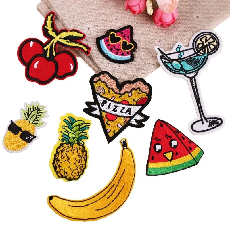 Нашивки с вышивкой фруктов и бананов для одежды полосатые нашивки сумок Милые