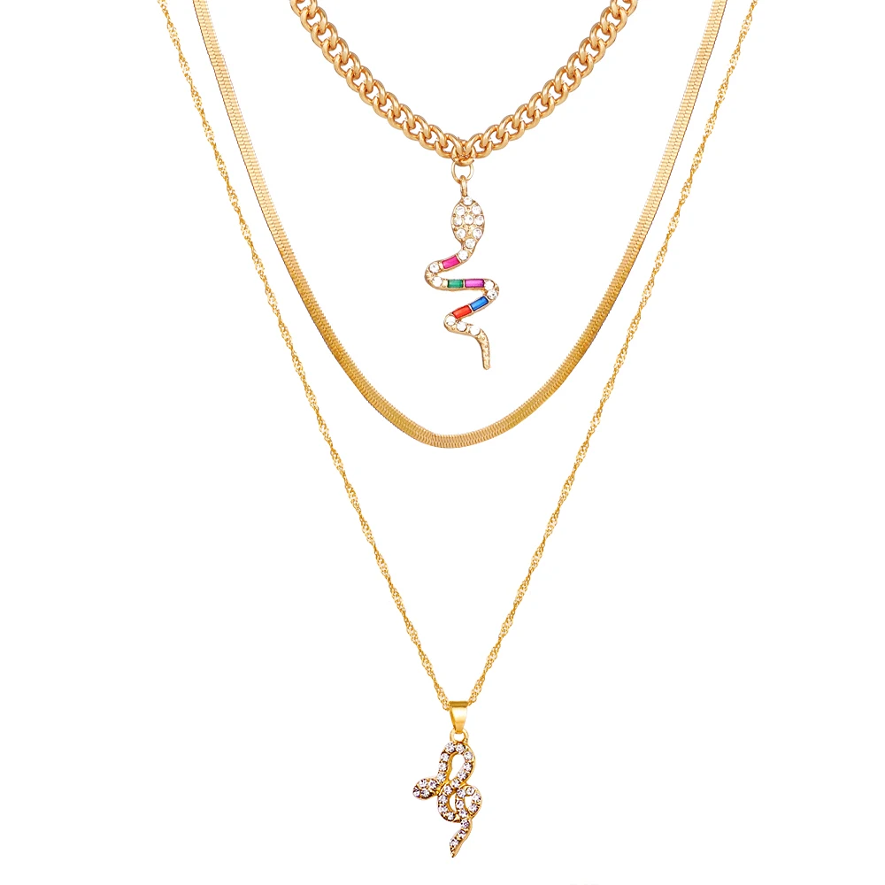 

DAXI Snake Pendant Necklace Crystal Necklace For Women Sexy Beauty Around The Neck Fashion Multi-Layer Clavicle Chain Necklace