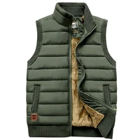 brand 2021 thicken winter mens vest zipper coat warm sleeveless jacket casual fleece male vest coat army green waistcoat black