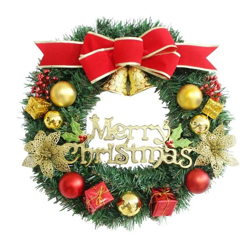 

[READY STOCK]30 cm Christmas Wreath Circle Rattan Mistletoe Balls Wreath Door Hanging Decoration Must-have For Holiday Parties