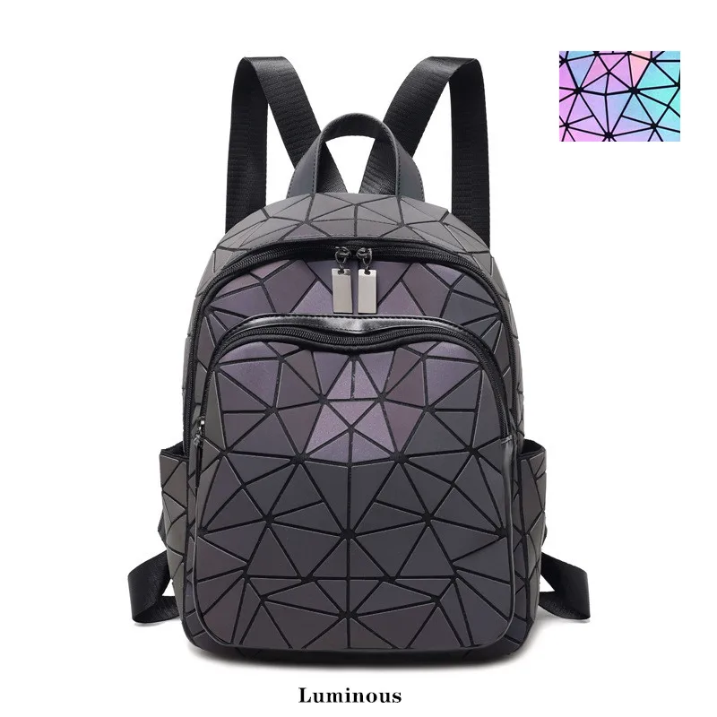 Luminous Женский светящийся брендовый рюкзак, модная Геометрическая Дорожная сумка на плечо с бриллиантами, складной женский школьный Блестящий рюкзак - Цвет: Luminous