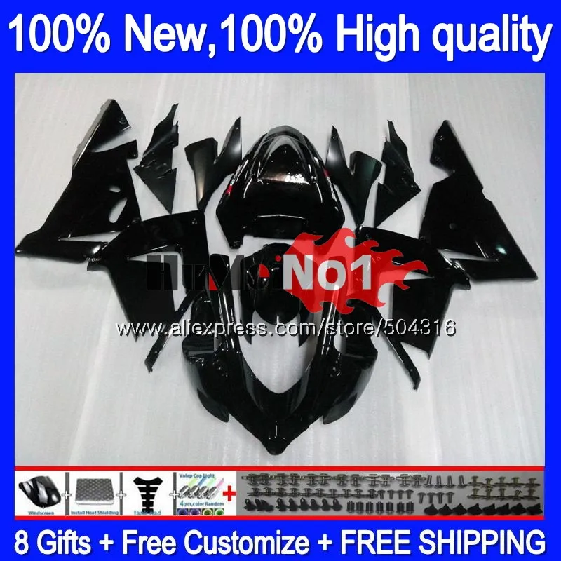 

Body For KAWASAKI ZX 1000 CC ZX 10 R ZX1000CC ZX10R 04 05 71MC.1 Glossy black ZX 10R 1000CC ZX-10R 2004 2005 04 05 Fairing