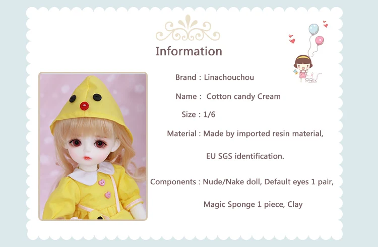 LinaChouchou хлопок конфеты крем bjd sd кукла для девочек День рождения Рождество Лучшие подарки