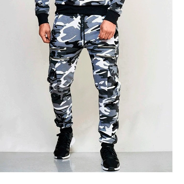 

Fashion Men's Sports Fitness Running Casual Trousers Camouflage Print High Waist Pants Slim Leggings