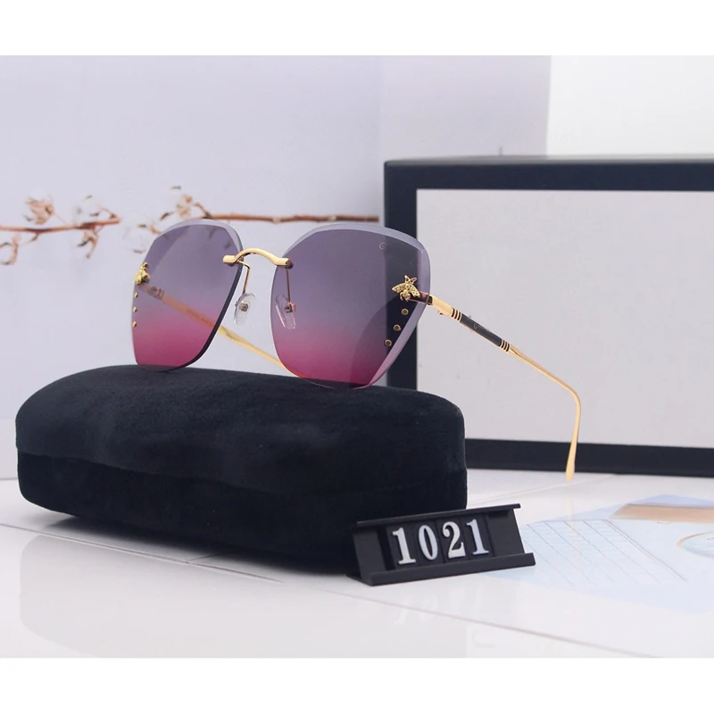 2020 luxury bee Fashion for women Sunglasses Men Square Frameless Brand Design Sun Glasses Gradient lenses Oculos Retro UV400 | Аксессуары