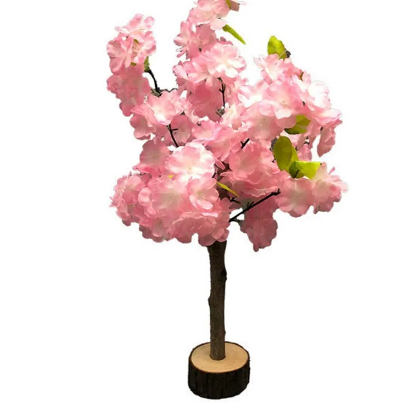 

Mini Styles Artificial Silk Flower Cherry Tree Ornaments Simulation Plant Trees Table Flowers For Home Wedding Decorations