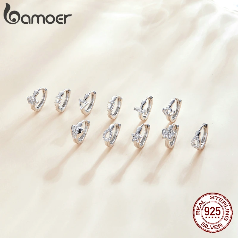 Серьги bamoer Huggie покрытые платиной 925 пробы серебряные серьги со звездой с