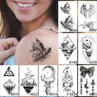 9pcslot waterproof temporary tattoo sticker cat rabbit feather geometric flash tatoo woman wrist arm body art fake tatto man
