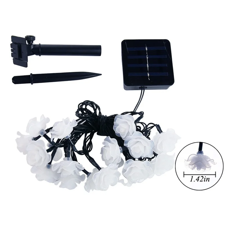 Светодиодная гирлянда солнечный светильник 12 м 22 цветок роза открытый