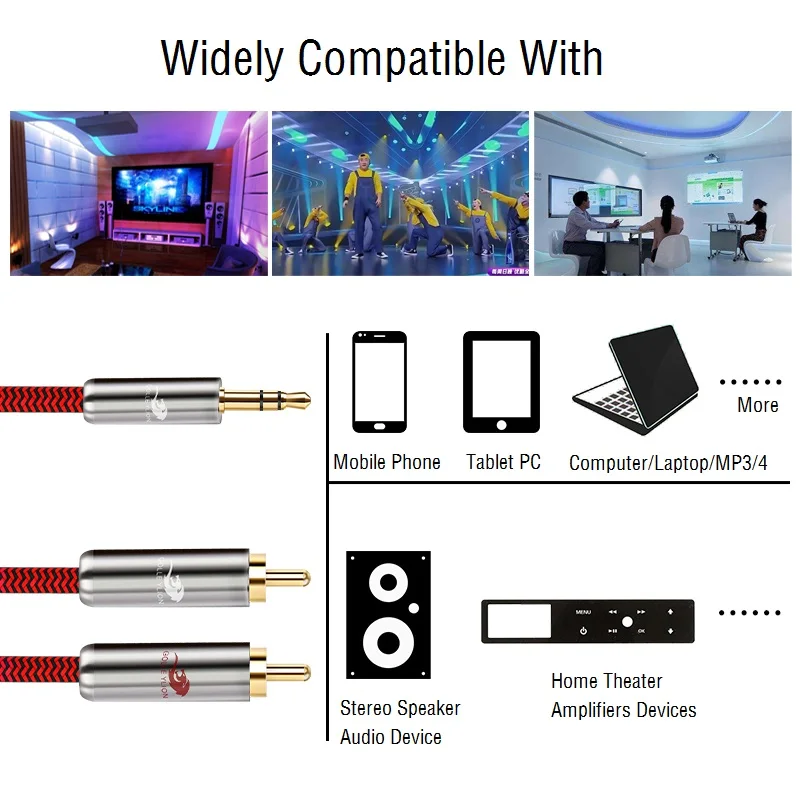 Аудиокабель Hi Fi 1/8 ''с Aux разъемом 3 5 мм на два RCA папа для мобильного телефона